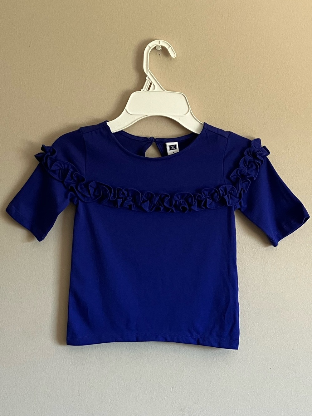 Janie and Jack Royal Blue Ruffle Short Sleeve Tee size 4.